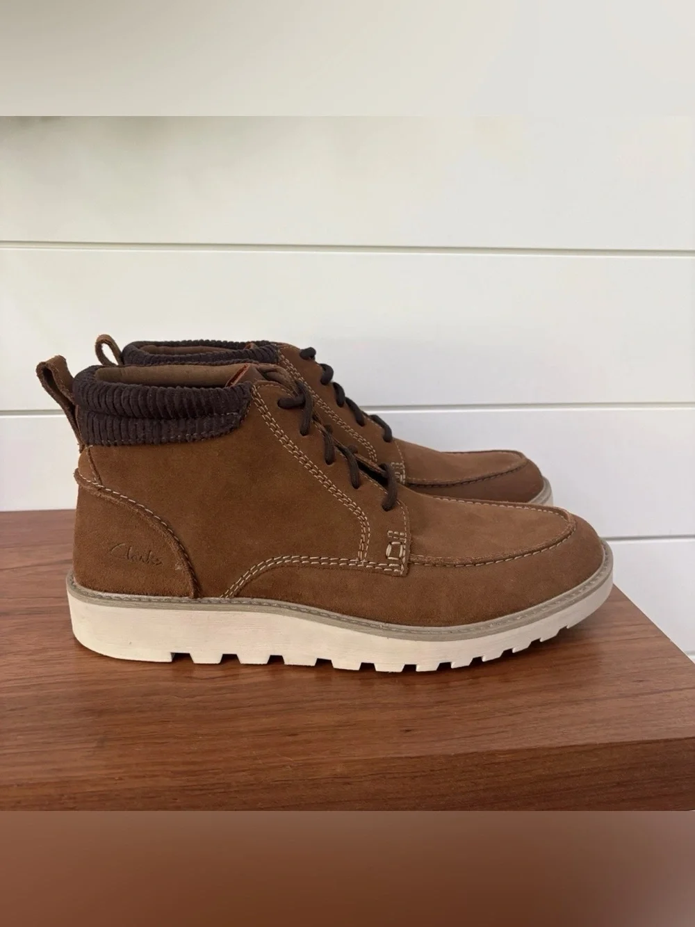 Clarks Men's Barnes Mid Oxford Chukka Boots Brown Suede Size 12 US Business Work